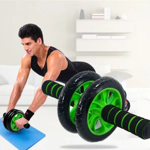 Dụng cụ tập gym con lăn tập bụng 2 bánh, máy tập cơ bụng con lăng tập gym ab giảm cân mỡ bụng tại nhà TẶNG thảm lót gối