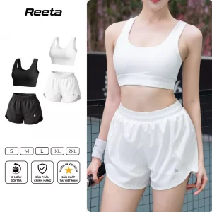 Set bộ đồ thể thao Reeta áo bra thể thao ft quần đùi 2 lớp tập pickle ball, gym,yoga,chạy bộ (3027-3004)