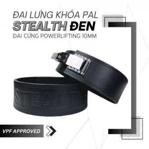 Đai cứng powerlifting khóa PAL VPG [STEALTH ĐEN] Powerlifting PAL Belt - Đai Lưng Tập Gym Khóa lẫy