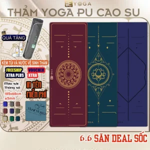 Thảm Tập Yoga Gym Định Tuyến Kèm Túi YOGA HBE Cao Su PU ±5mm Siêu Bám Hút Mồ Hôi Nhanh Cao Cấp